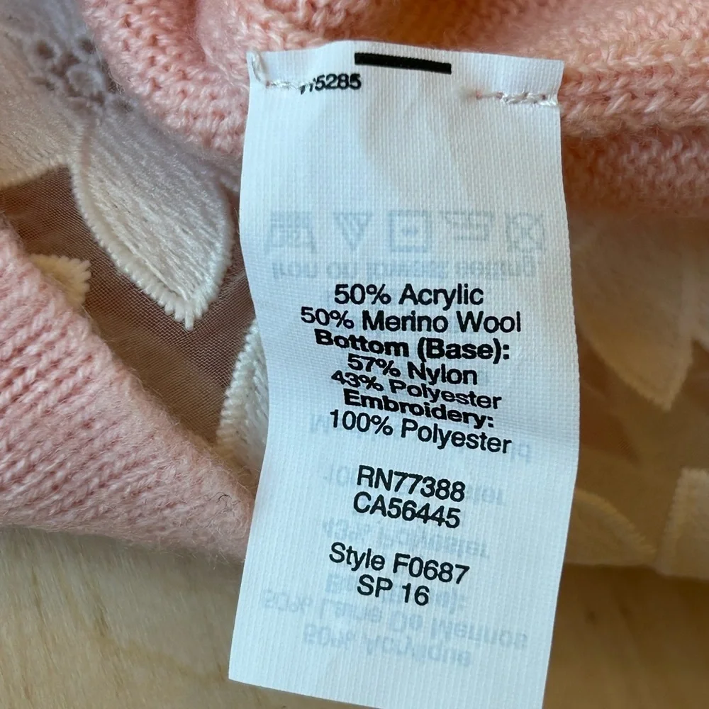 J. Crew Women’s Lace Hem Merino Wool Blend Sweater in Pink Blush Size Small NWOT